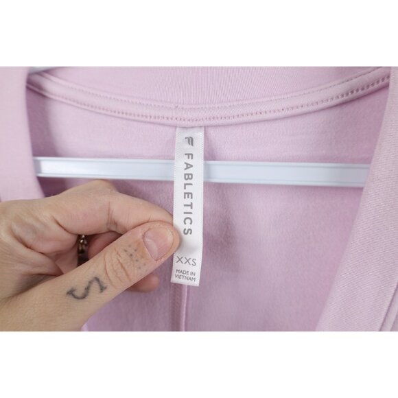 Fabletics Womens XXS Blank Oversized Baggy Fit Yoga Gym V-Neck Sweatshirt Pink - Picture 7 of 14